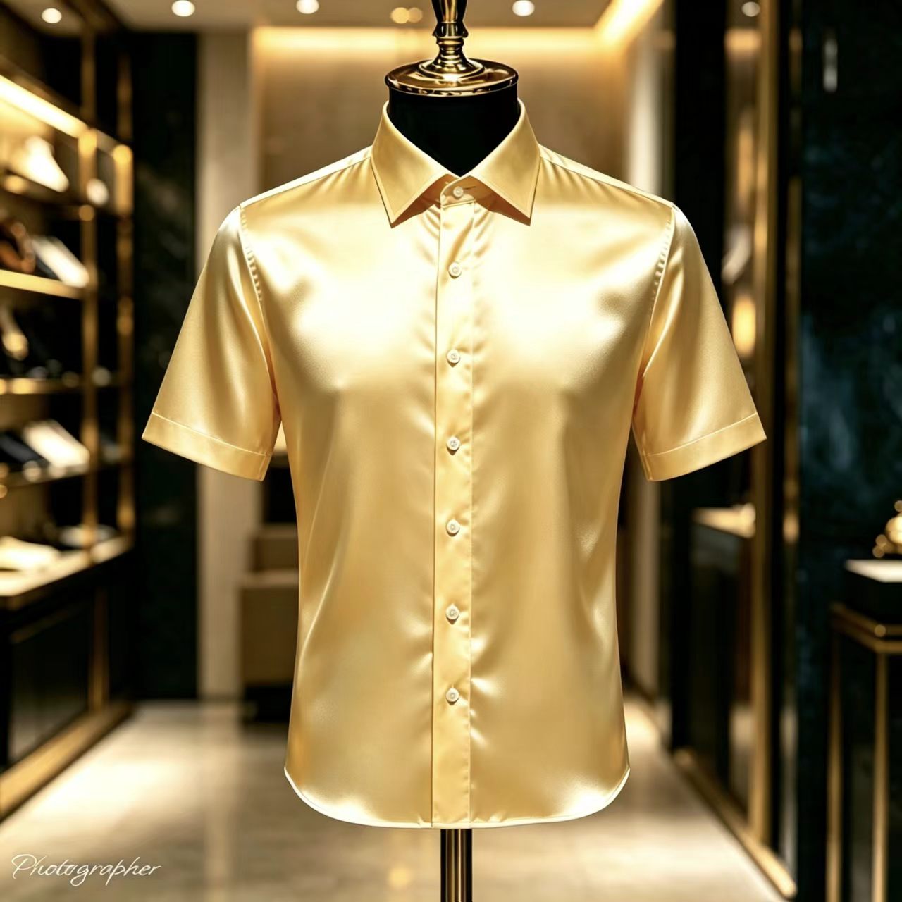 Mens Satin Silk Dress Shirt - เสื้อเชิ้ตผู้ชายแขนสั้นผ้าซาตินสีพื้น ดีไซน์หรูหราและเข้ารูป พร้อมสัมผัสเงางาม เหมาะสำหรับงานแต่งงานและงานเลี้ยง
