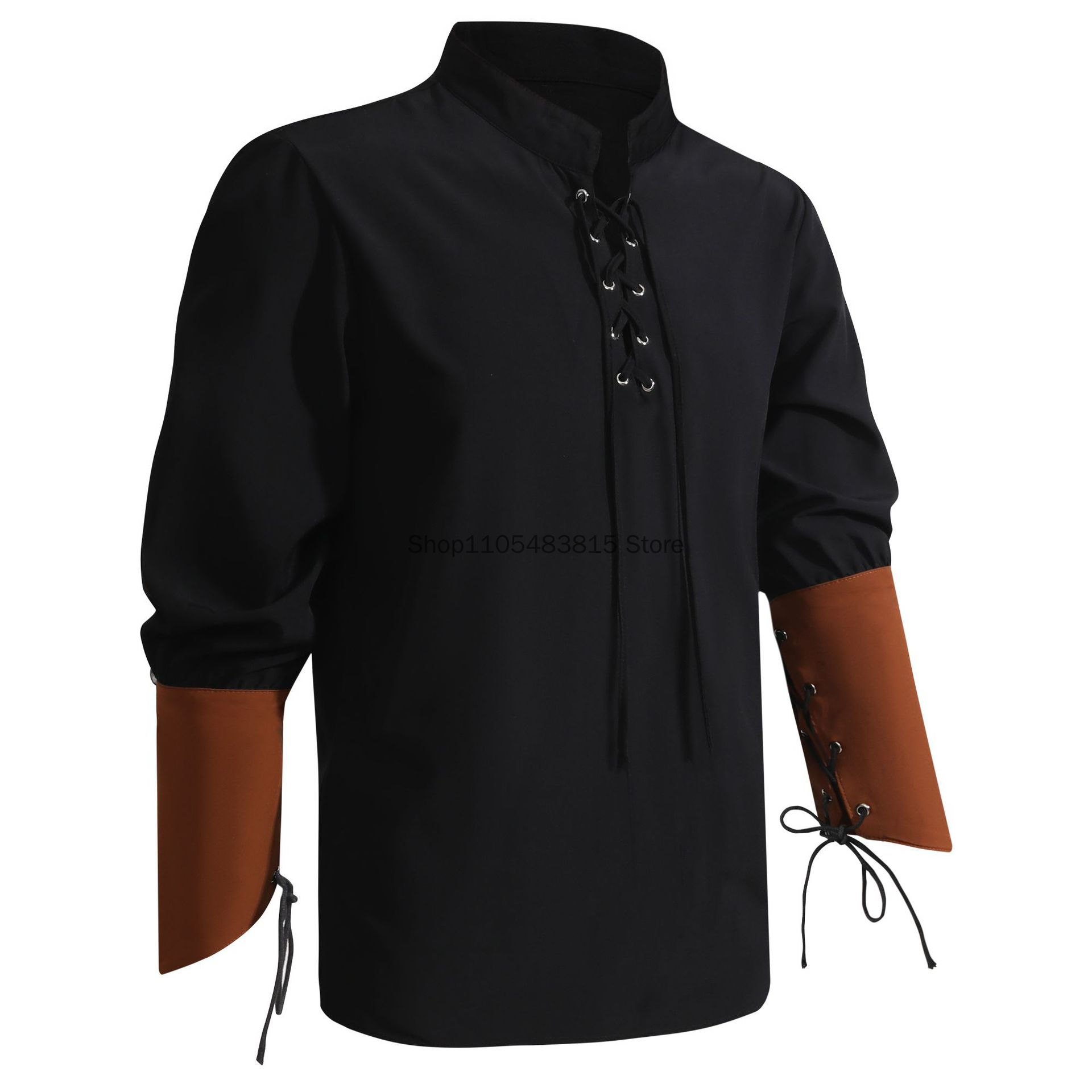 Medieval Gothic Lace Up Pirate Shirt - เสื้อเชิ้ตสไตล์โจรสลัดสำหรับผู้ชาย - เสื้อเชิ้ตสไตล์โกธิคยุคกลาง, เสื้อแขนระบายลูกไม้สไตล์วิคตอเรียนสำหรับคอสเพลย์และเสื้อเชิ้ต LARP สำหรับผู้ชาย