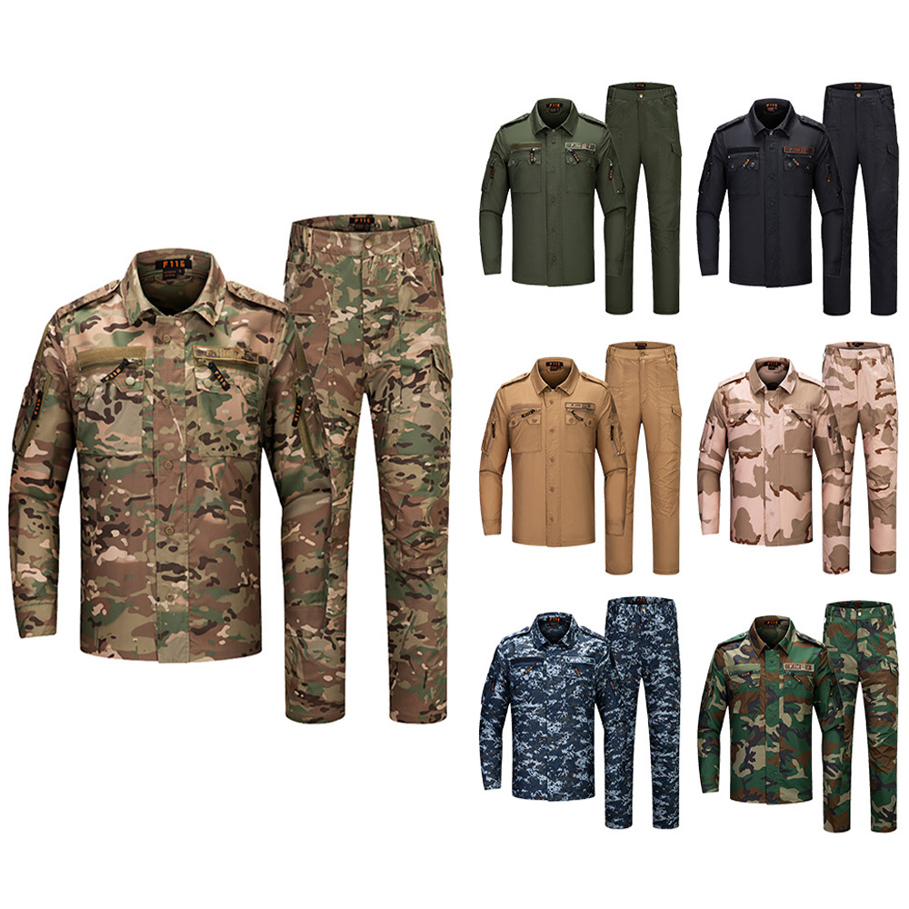 Tactical Military Shirt Cargo - เสื้อเชิ้ตยุทธวิธี Lynjacye F116 พร้อมกางเกงคาร์โก้ ชุดยูนิฟอร์มทหารลายพรางสำหรับการล่าสัตว์และทำงาน