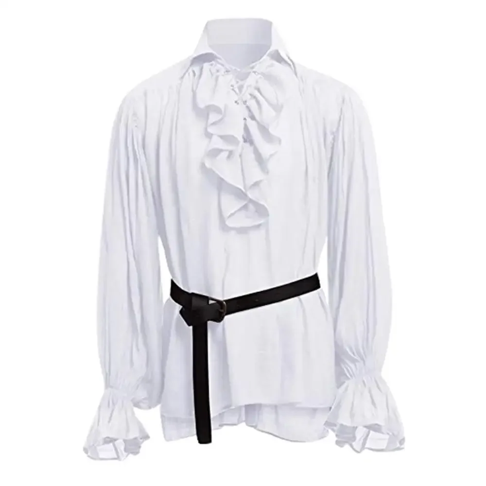 เสื้อเชิ้ตยุคกลาง แต่งระบายสไต - Medieval Gothic Lace Up Pirate Shirt บทวิจารณ์และราคา