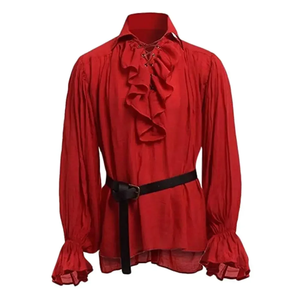 เสื้อเชิ้ตยุคกลาง แต่งระบายสไต - Medieval Gothic Lace Up Pirate Shirt บทวิจารณ์และราคา