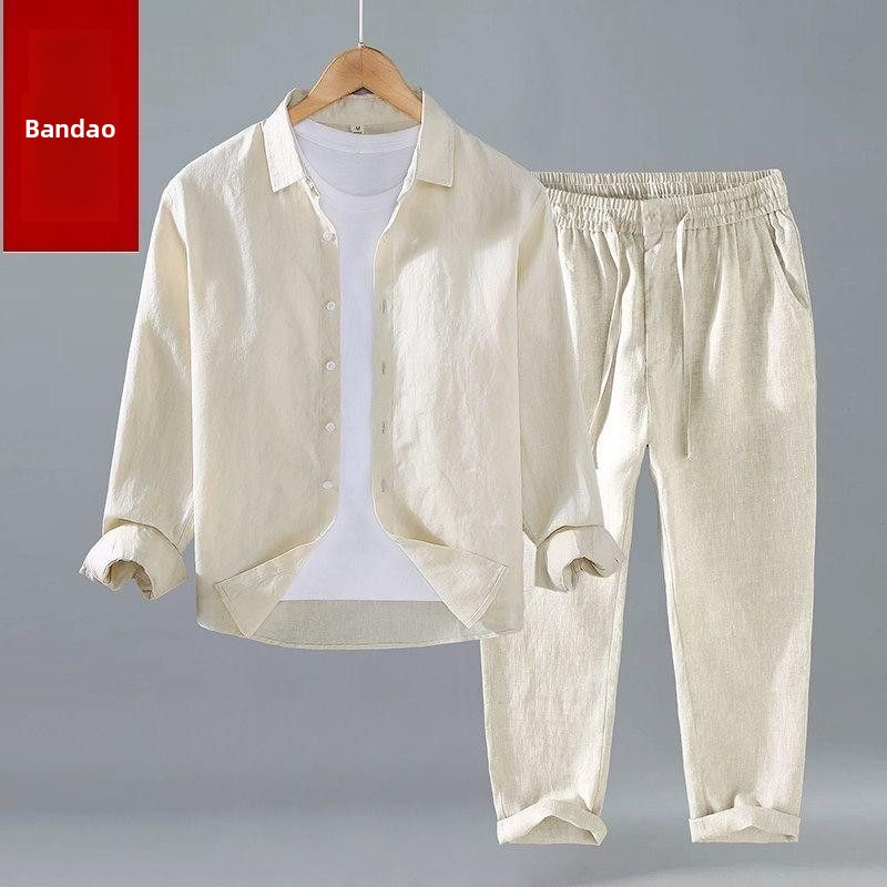 ชุดเสื้อผ้าฝ้ายลินินฤดูร้อน แข - Mens Linen Shirt Long Sleeve บทวิจารณ์และราคา