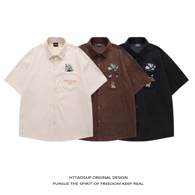 HTTAOSUP 2026 เสื้อเชิ้ตผ้าลูก - Corduroy Button Up Shirt Men บทวิจารณ์และราคา