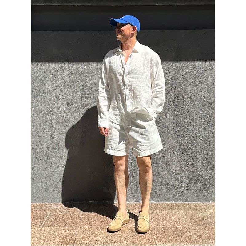 ชุดเสื้อเชิ้ตผ้าลินินป้องกันแส - Mens Linen Shirt Long Sleeve บทวิจารณ์และราคา
