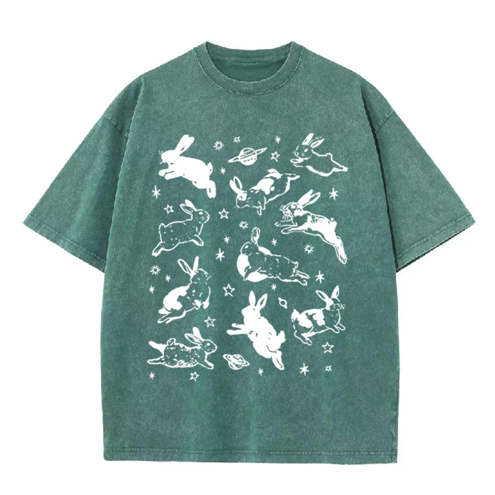 เสื้อยืดลายกราฟิกกระต่ายอวกาศ  - Acid Wash Vintage Graphic T Shirt บทวิจารณ์และราคา