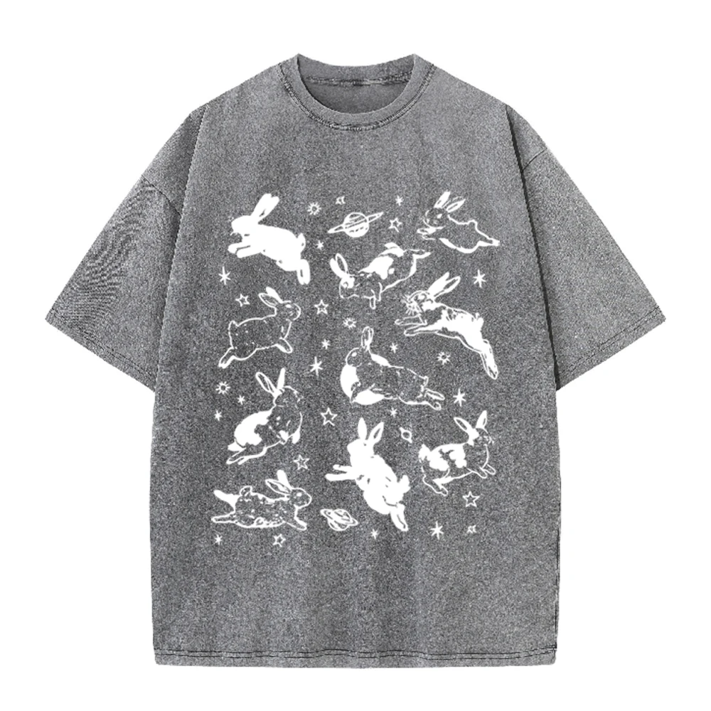 เสื้อยืดลายกราฟิกกระต่ายอวกาศ  - Acid Wash Vintage Graphic T Shirt บทวิจารณ์และราคา