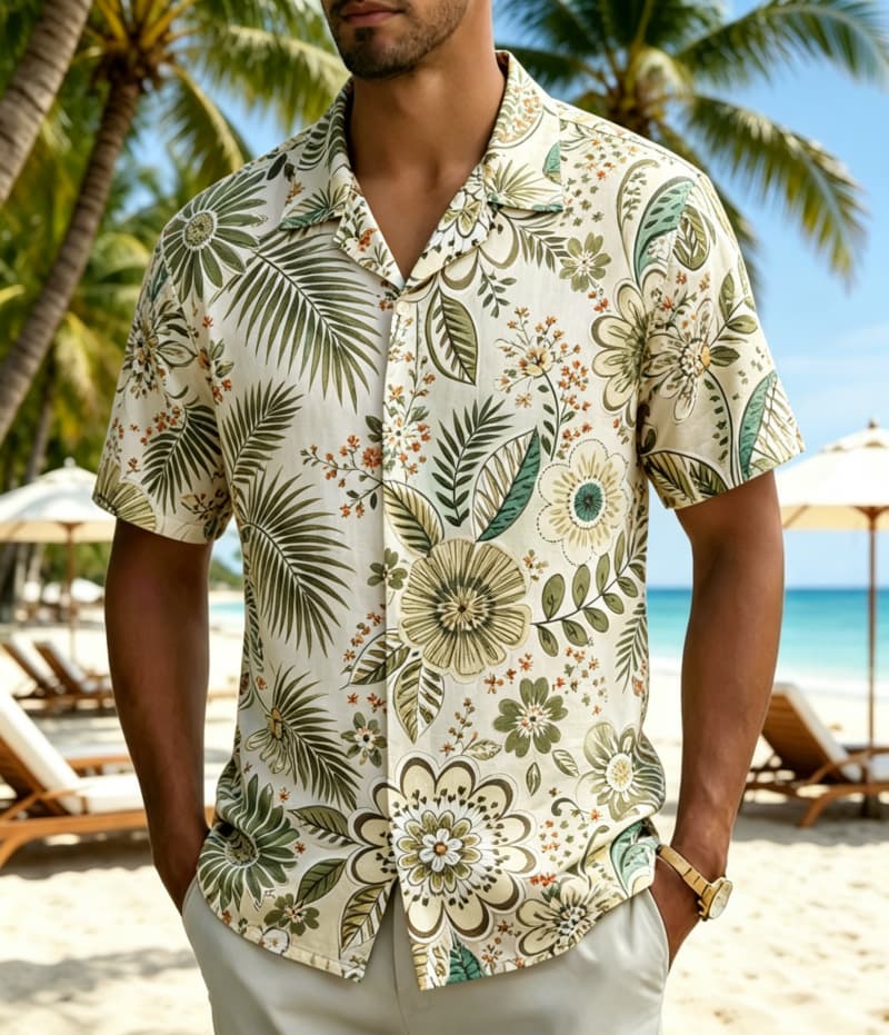 เสื้อเชิ้ตพิมพ์ลายดอกไม้สไตล์โ - Vintage Hawaiian Floral Shirt บทวิจารณ์และราคา