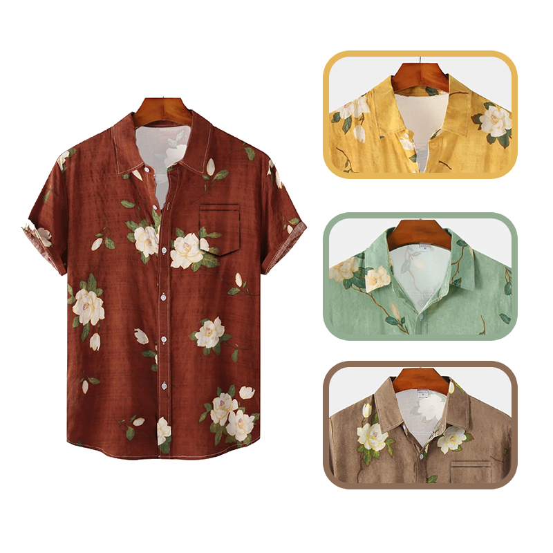 เสื้อเชิ้ตแขนสั้นผู้ชายสไตล์ฮา - Vintage Hawaiian Floral Shirt บทวิจารณ์และราคา