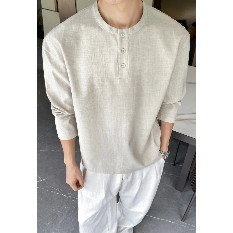 เสื้อเชิ้ตผู้ชายสไตล์ลำลอง ผ้า - Mens Linen Shirt Long Sleeve บทวิจารณ์และราคา