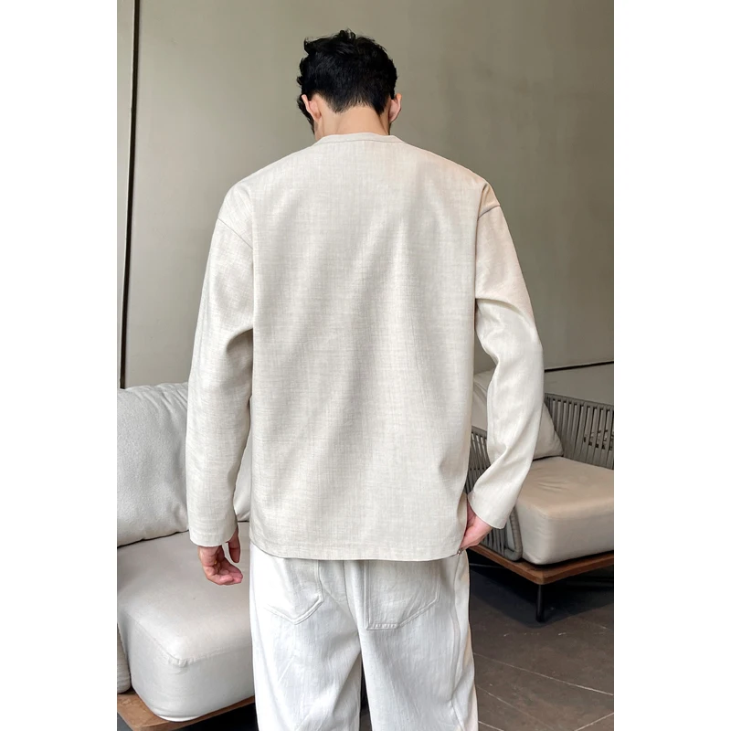 เสื้อเชิ้ตผู้ชายสไตล์ลำลอง ผ้า - Mens Linen Shirt Long Sleeve บทวิจารณ์และราคา