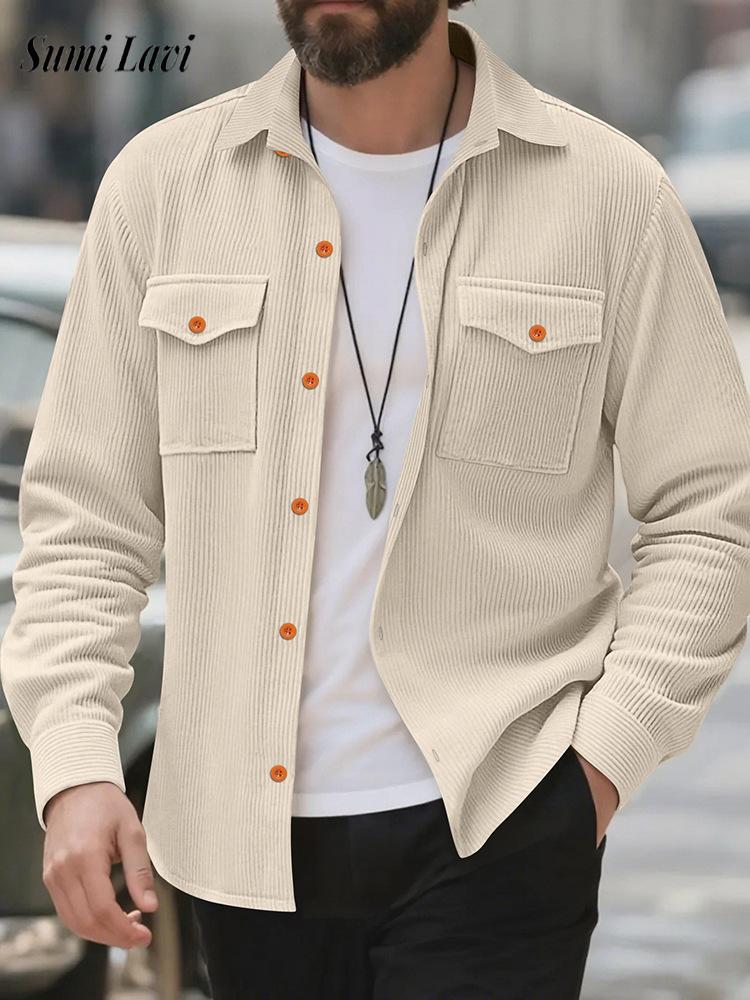 เสื้อแจ็คเก็ตเชิ้ตคอร์ดดูรอยลำ - Corduroy Button Up Shirt Men บทวิจารณ์และราคา
