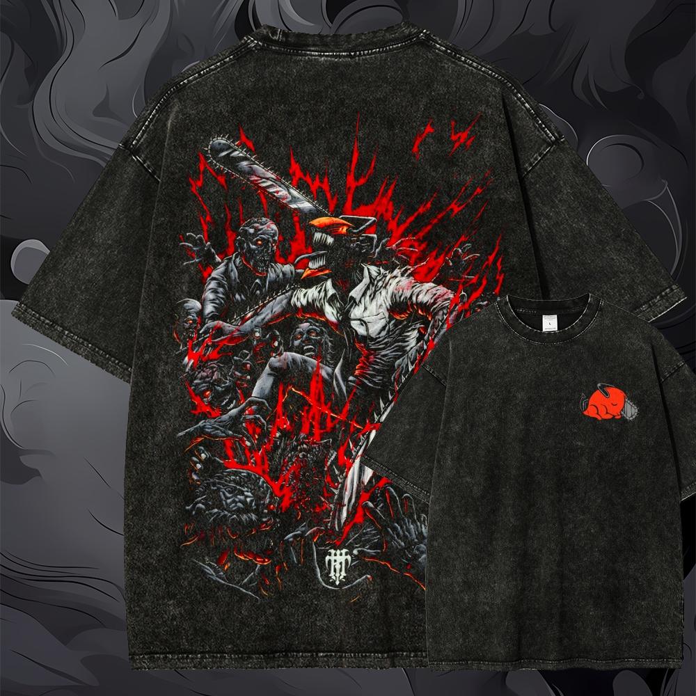 เสื้อยืดลายกราฟิก Chainsaw Man - Acid Wash Vintage Graphic T Shirt บทวิจารณ์และราคา
