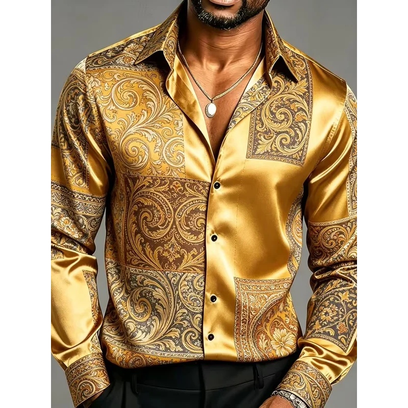 เสื้อเชิ้ตผู้ชายแขนยาวผ้าซาติน - Mens Satin Silk Dress Shirt บทวิจารณ์และราคา