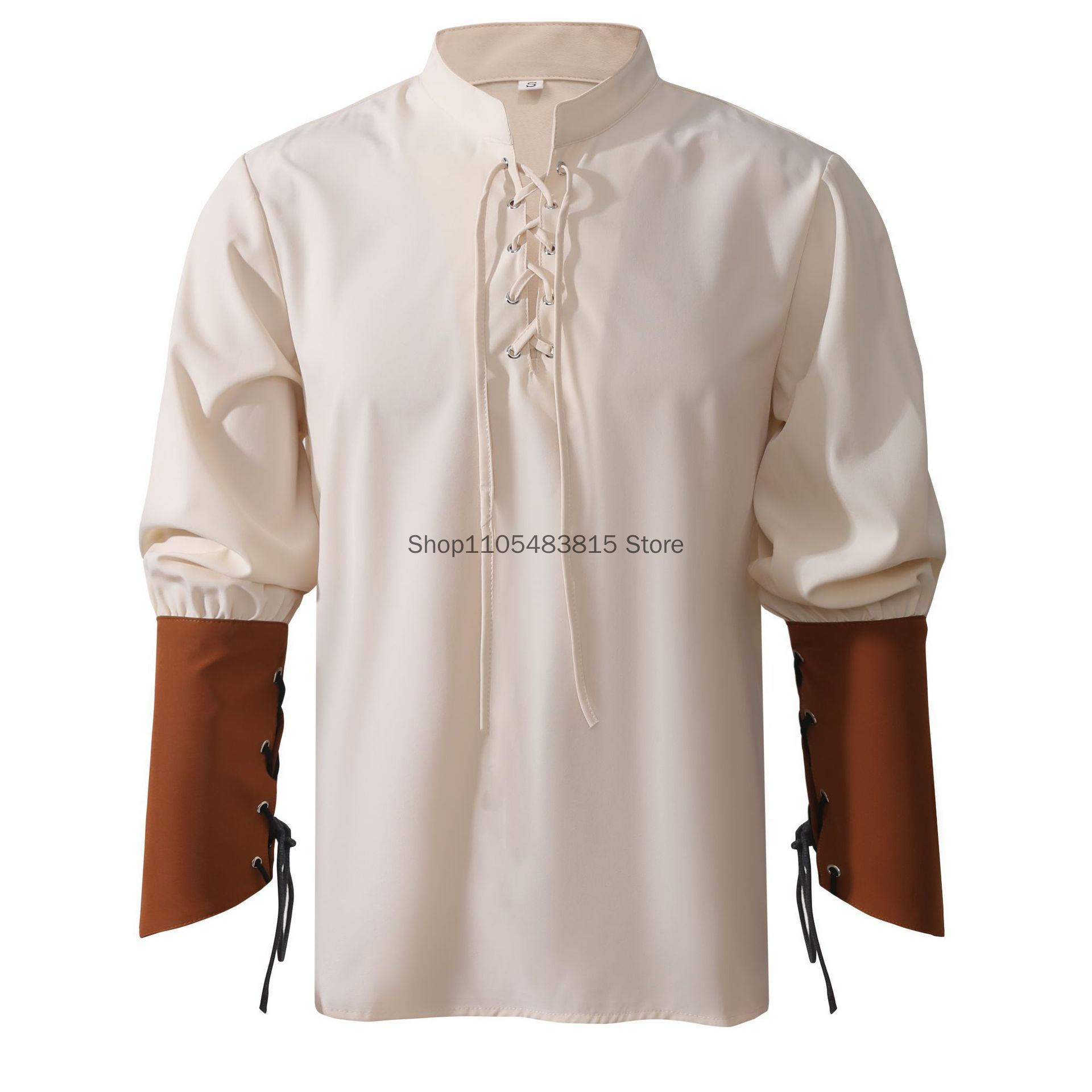 เสื้อเชิ้ตสไตล์โจรสลัดสำหรับผู - Medieval Gothic Lace Up Pirate Shirt บทวิจารณ์และราคา
