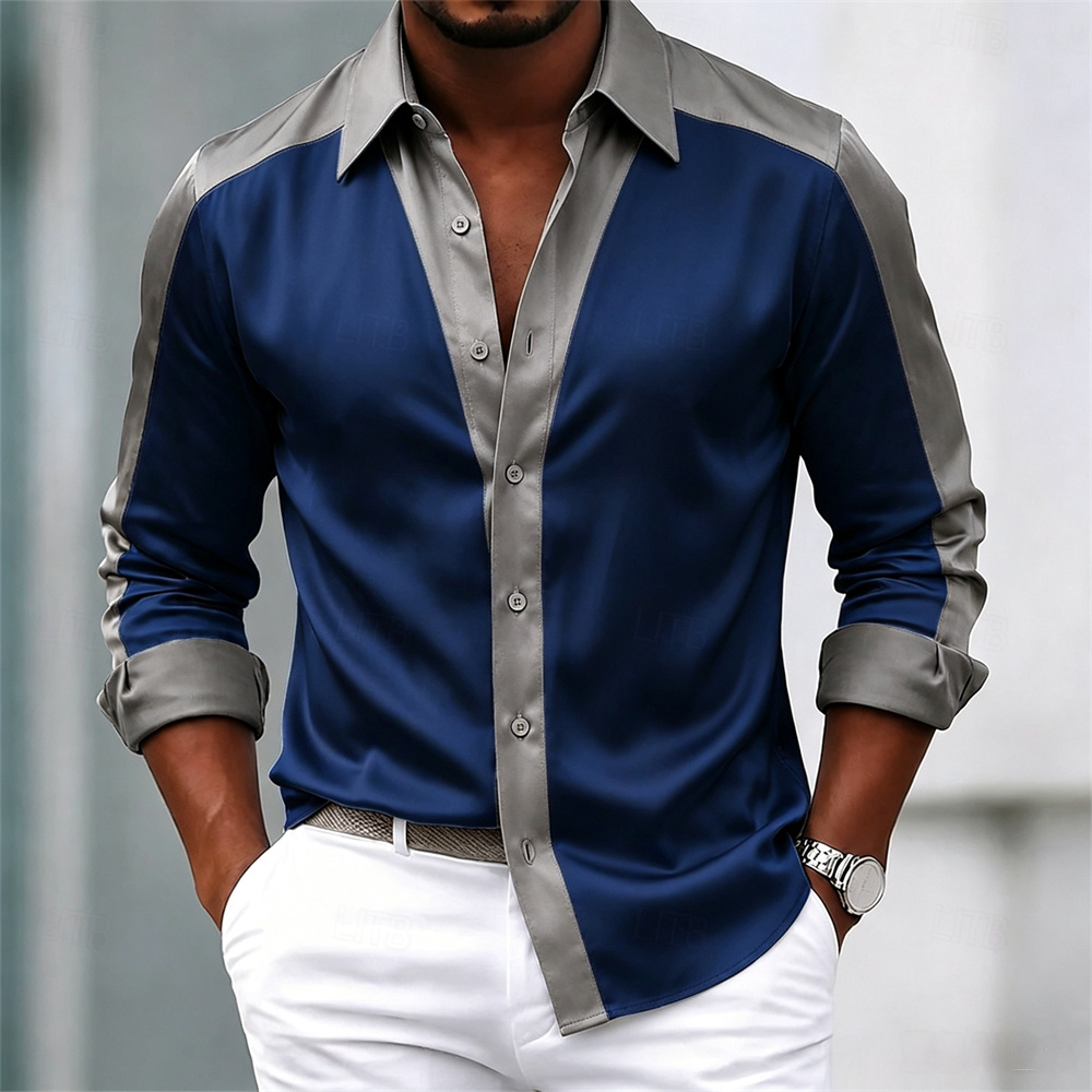 เสื้อเชิ้ตผู้ชาย เสื้อเชิ้ตผ้า - Mens Satin Silk Dress Shirt บทวิจารณ์และราคา