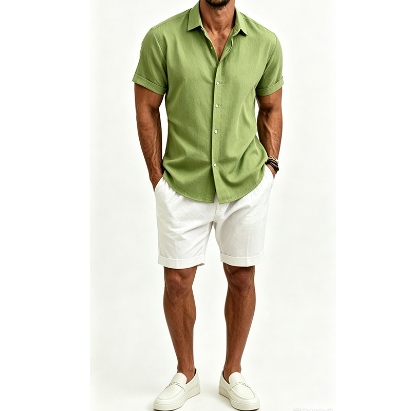 ชุดเสื้อเชิ้ตผ้าฝ้ายลินินสำหรั - Mens Linen Shirt Long Sleeve บทวิจารณ์และราคา