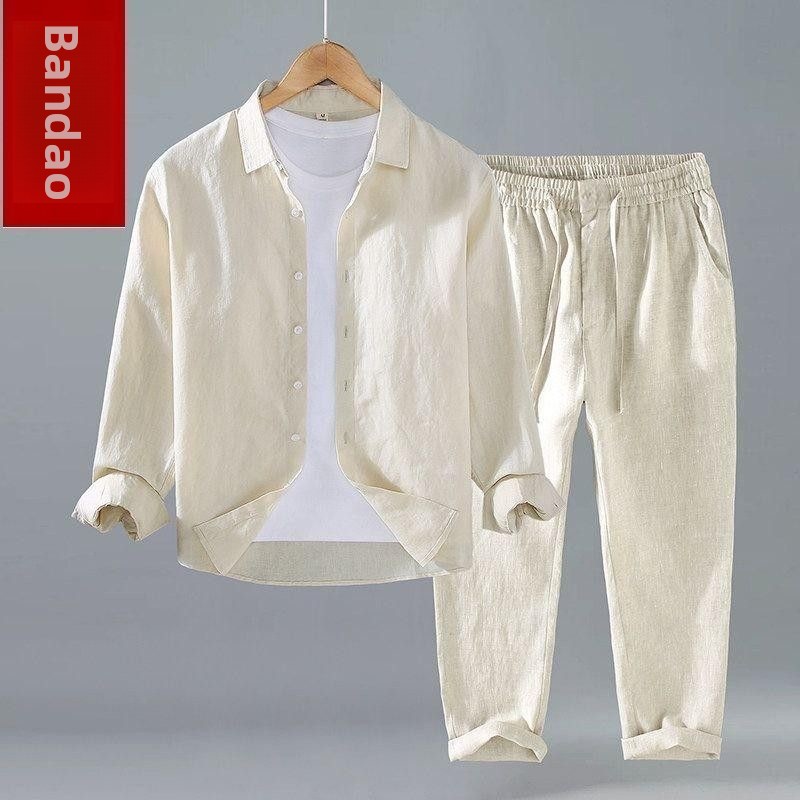 ชุดเสื้อเชิ้ตแขนสั้นและกางเกงข - Mens Linen Shirt Long Sleeve บทวิจารณ์และราคา